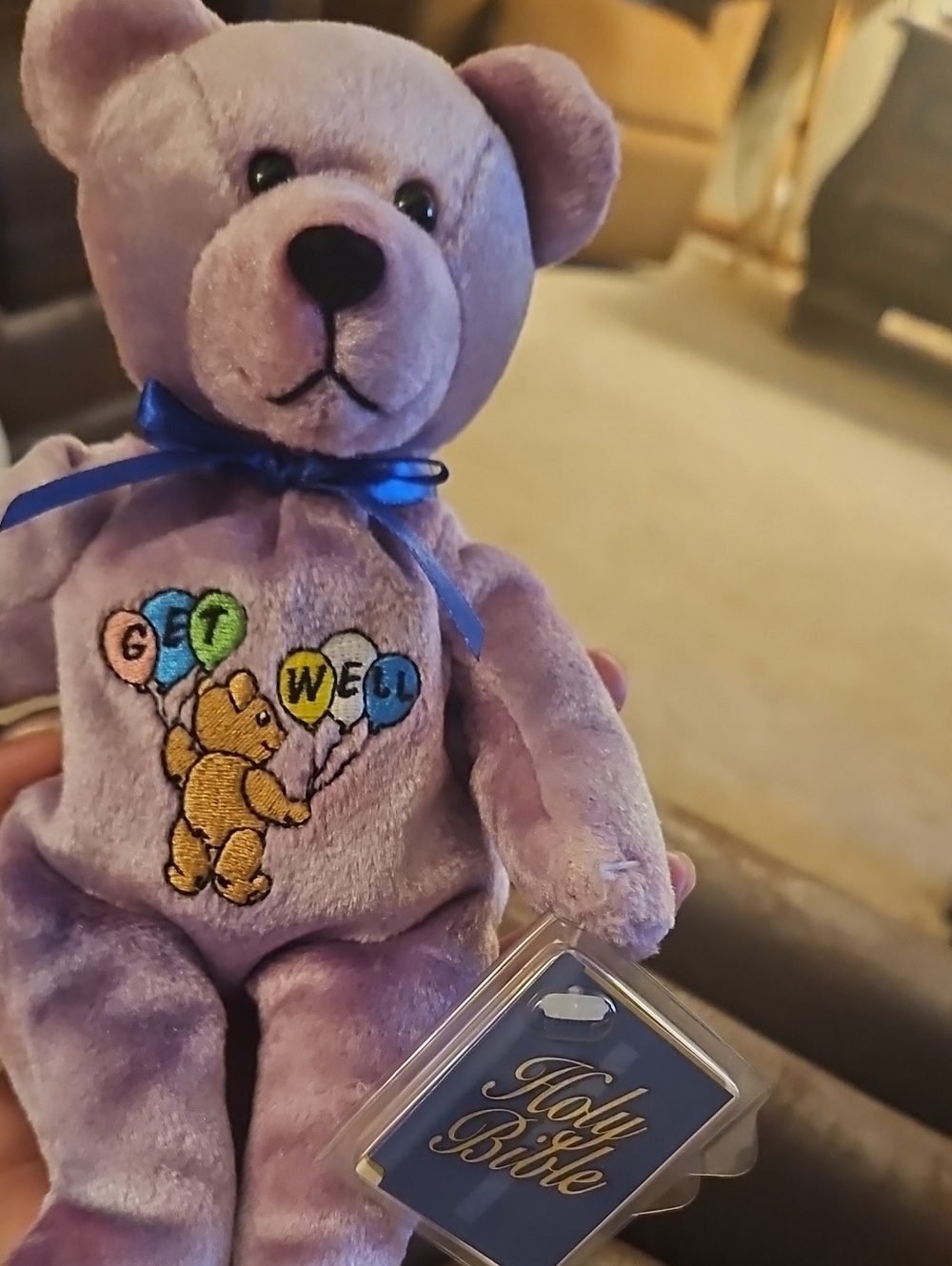 Vintage- (1999) 2000 Amelior Get Well Holy Bear, Plush Bear With Tags. Luke 10:9